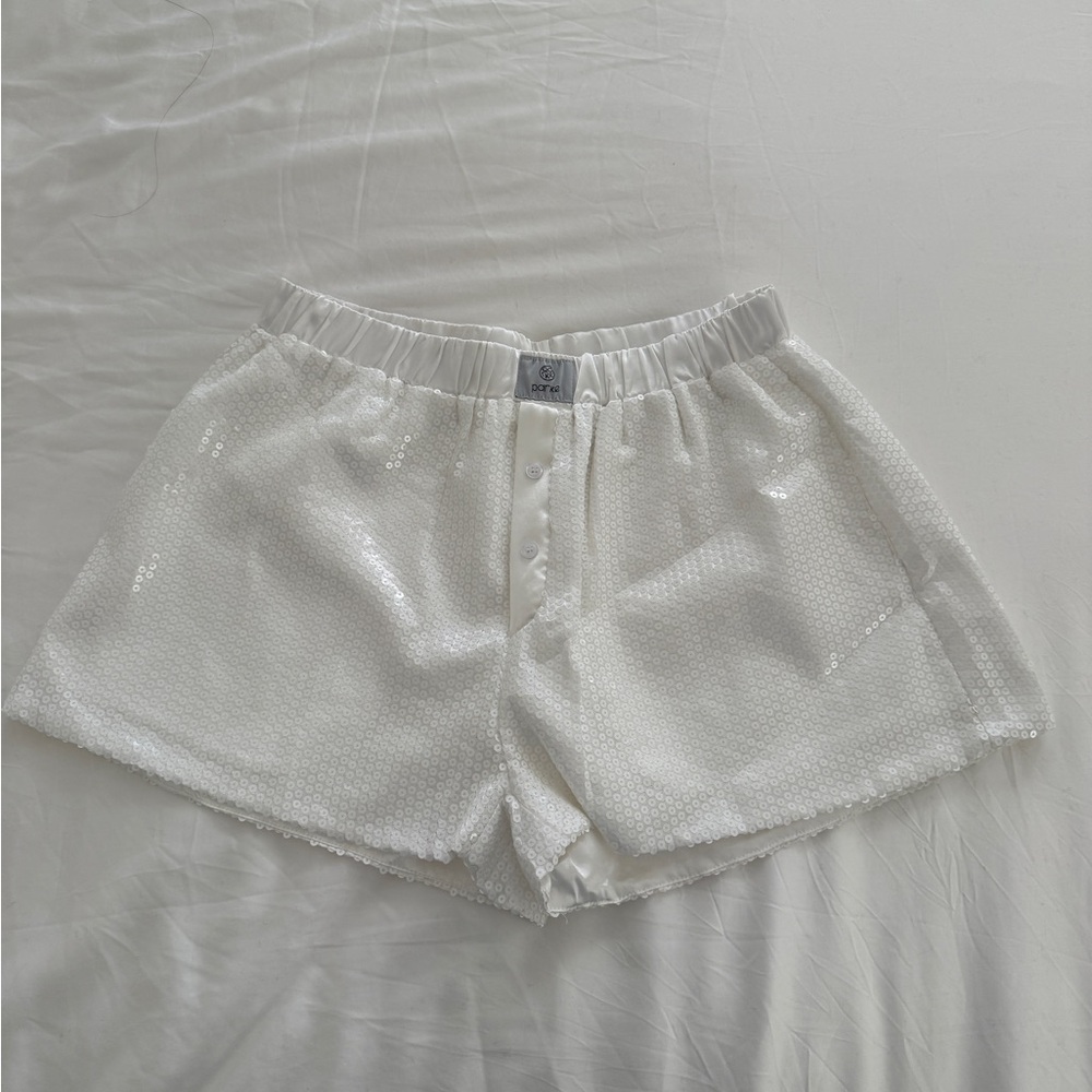 Parke Sequin Boxer Shorts white NWOT- S